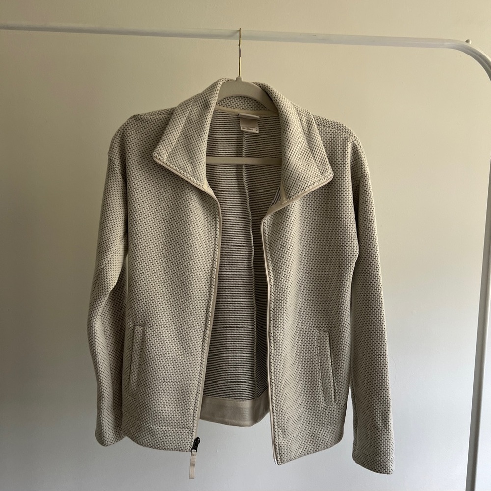 North face white weave zippered jacket